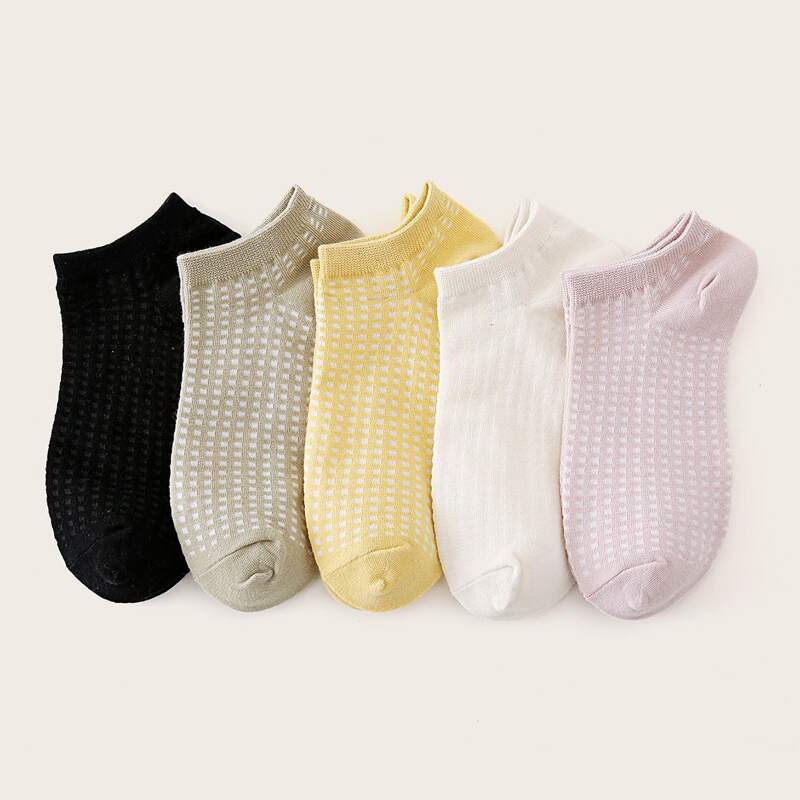 

5pairs Plaid Pattern Socks, Multicolor
