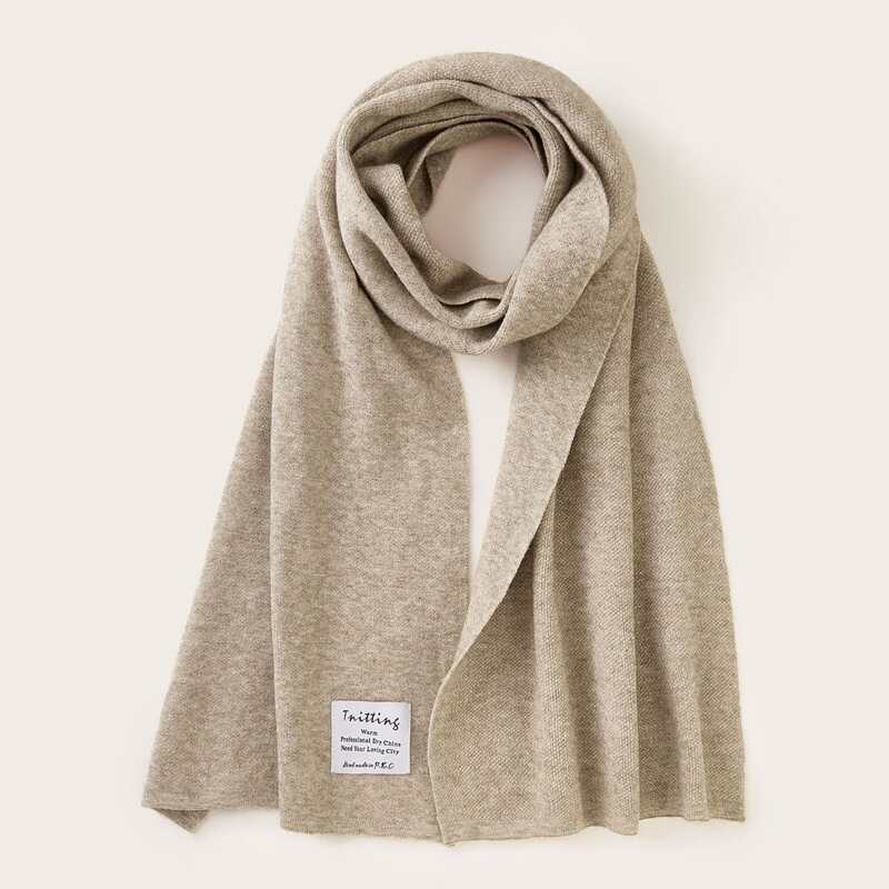 

Guys Solid Letter Patched Scarf, Apricot