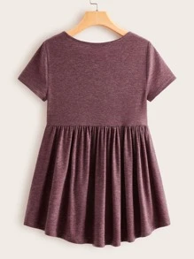 SHEIN Button Front Ruffle Hem Top - Burgundy - View 2