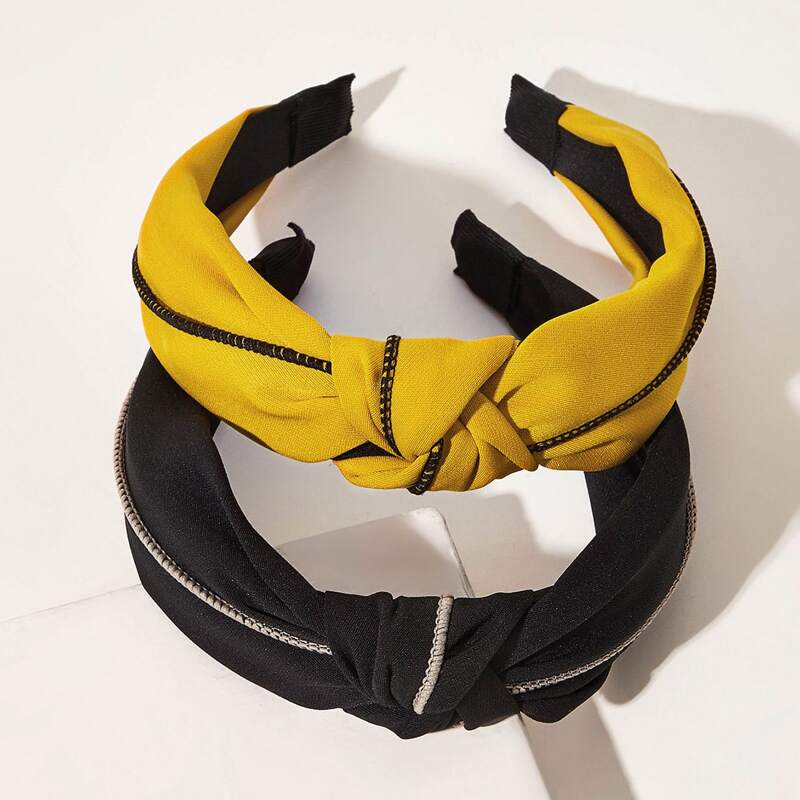 

2pcs Solid Cross Knot Hair Hoop, Multicolor