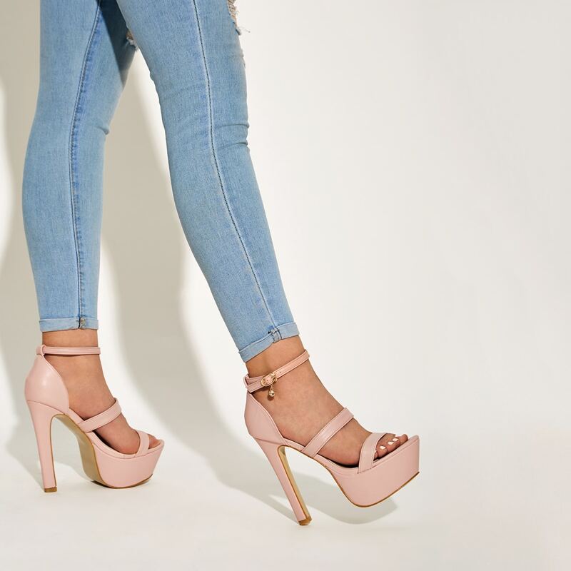 

Open Toe Ankle Strap Stiletto Heels, Pink