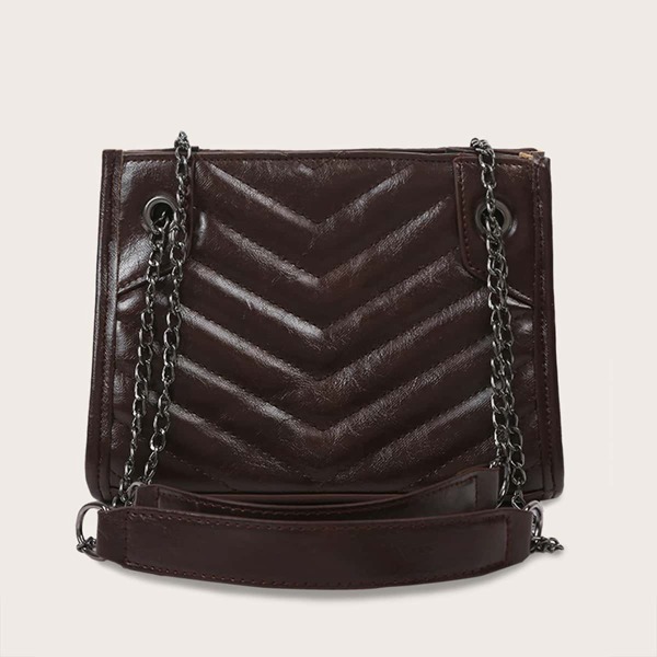 

Chevron Chain Tote Bag, Brown