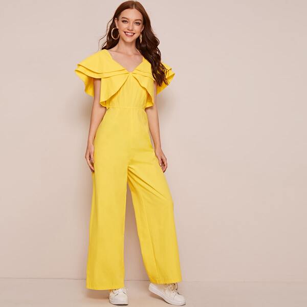 

Zip Back Butterfly Sleeve Jumpsuit, Yellow