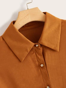 Plus Button Through Contrast Baroque Print Blouse - Brown - View 4