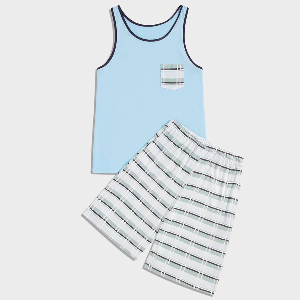 

Guys Stripe Tank Top & Shorts PJ Set, Multicolor