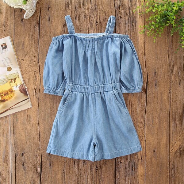 

Toddler Girls Slant Pocket Open Shoulder Jumpsuit, Blue