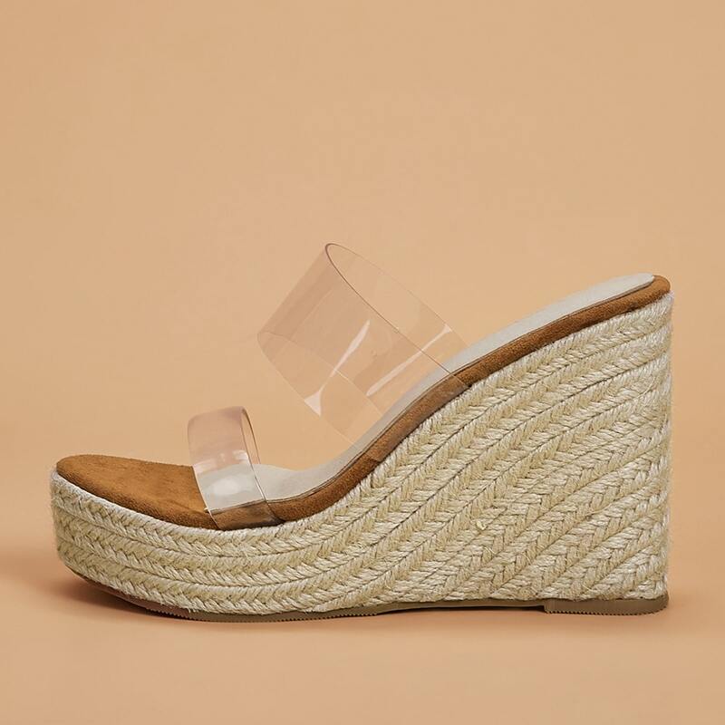 

Clear Open Toe Espadrille Wedges