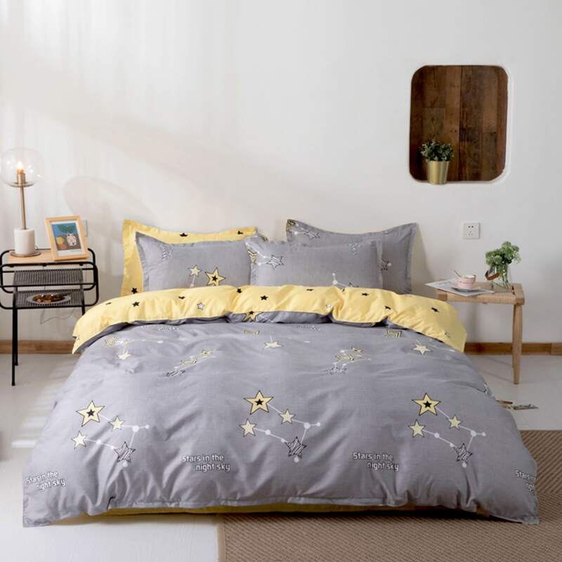 

Star Print Sheet Set Without Filler, Grey