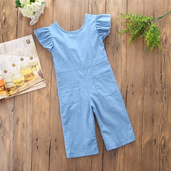 

Комбинезон с разрезом и оборками для девочек, Синий