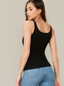 SHEIN Essnce Tank top ajustado unicolor - Negro - Ver 2