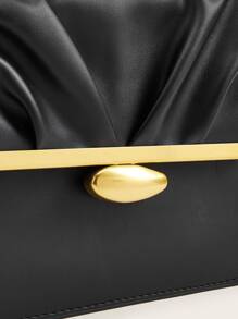 Mini Ruched Detail Flap Crossbody Bag - Black - View 4