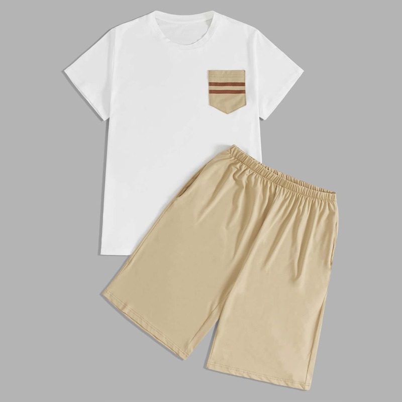 

Guys Pocket Patched Tee & Shorts PJ Set, Multicolor