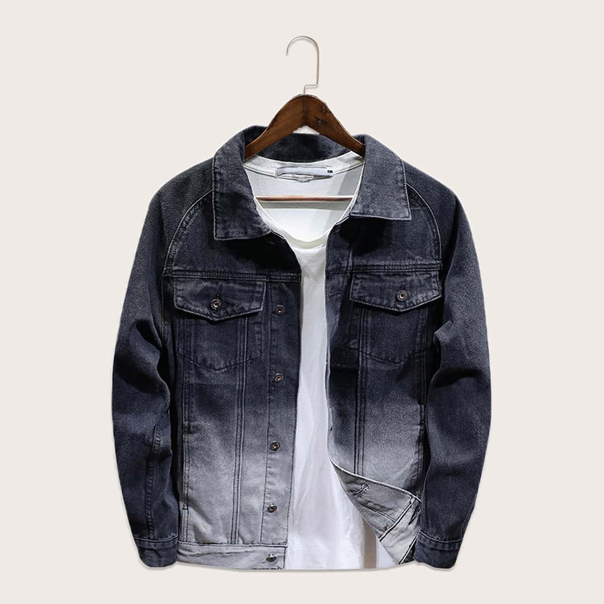 

Guys Flap Pocket Ombre Denim Trucker Jacket