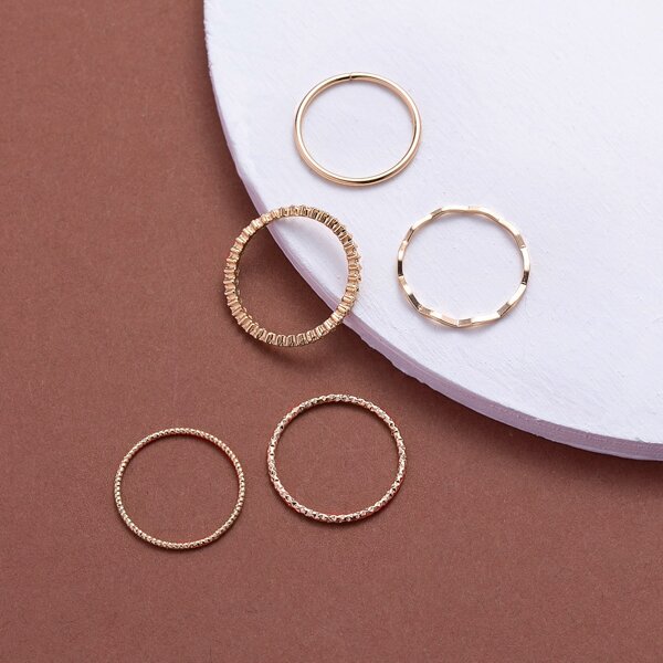 

Set Of Fifteen Dainty Stacking Rings, Gold