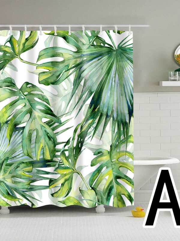 1pc Tropical Leaf Print Shower Curtain Shein Usa