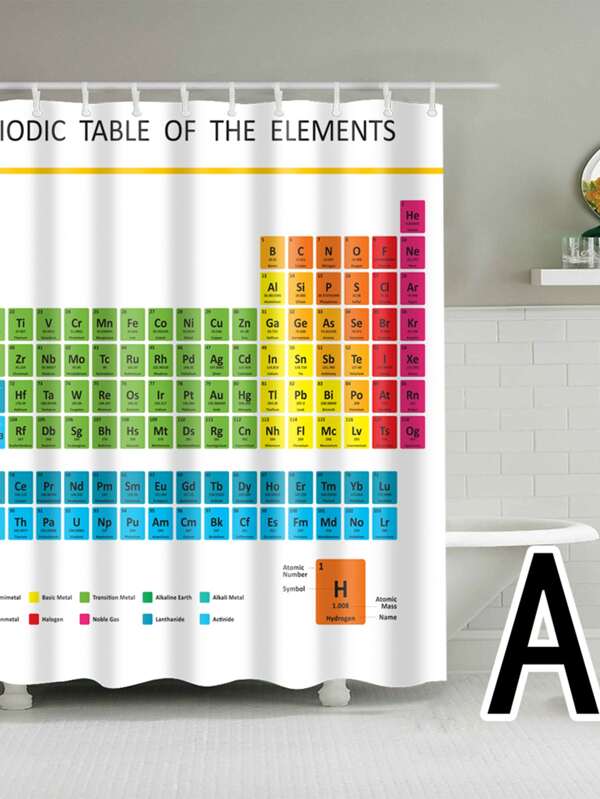 1pc Periodic Table Of The Element Pattern Shower Curtain Shein Uk