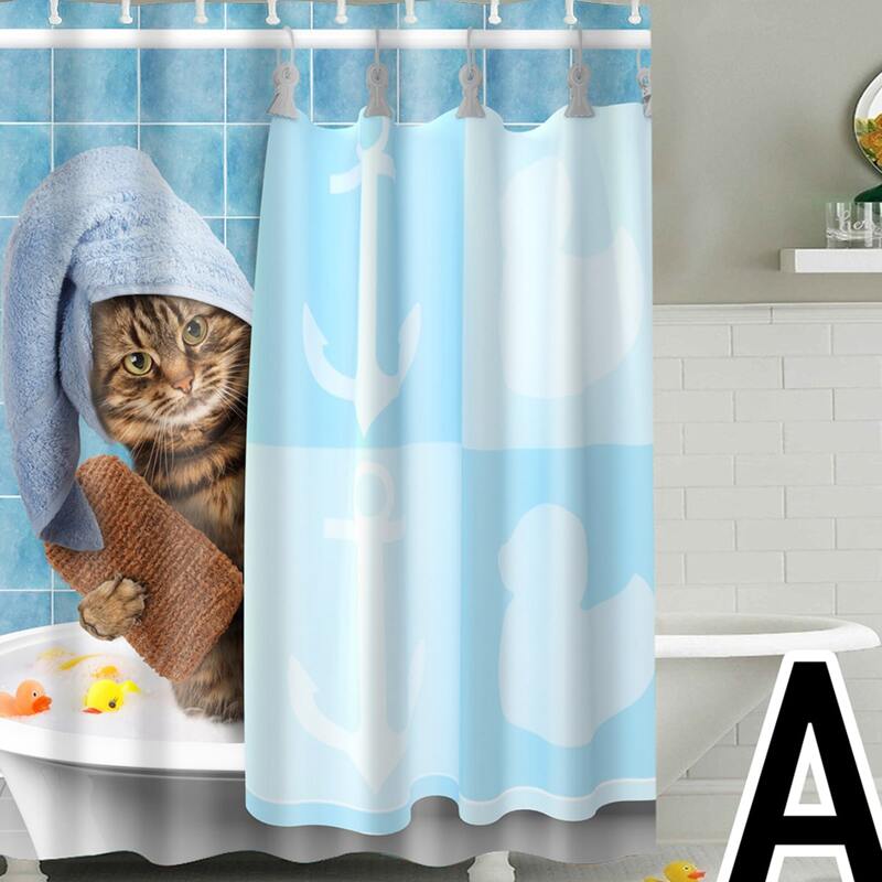 

1pc Cat Pattern Shower Curtain, Multicolor
