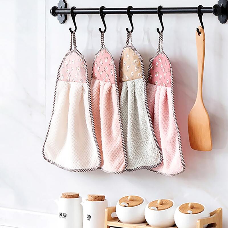 

1pc Floral Print Coral Velvet Hand Towel, Multicolor