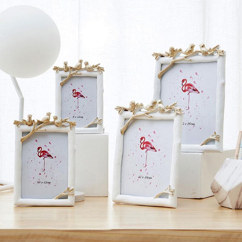 

1pc Three Bird Decor Wood Grain Photo Frame