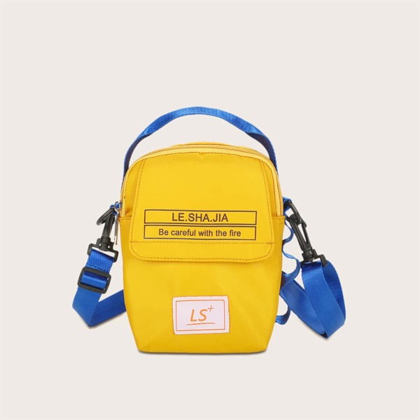 

Letter Graphic Satchel Bag, Yellow