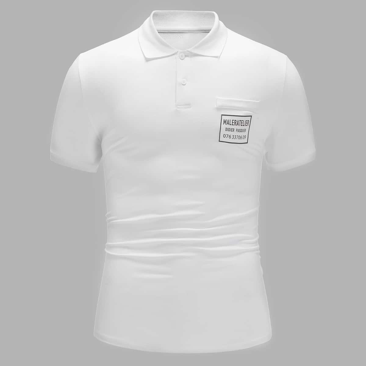 

Guys Letter Graphic Polo Shirt, White