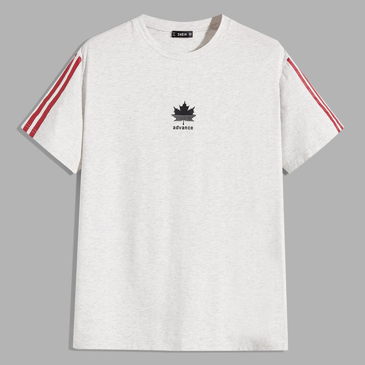 

Guys Striped Side Sleeve Letter Graphic Top, Grey