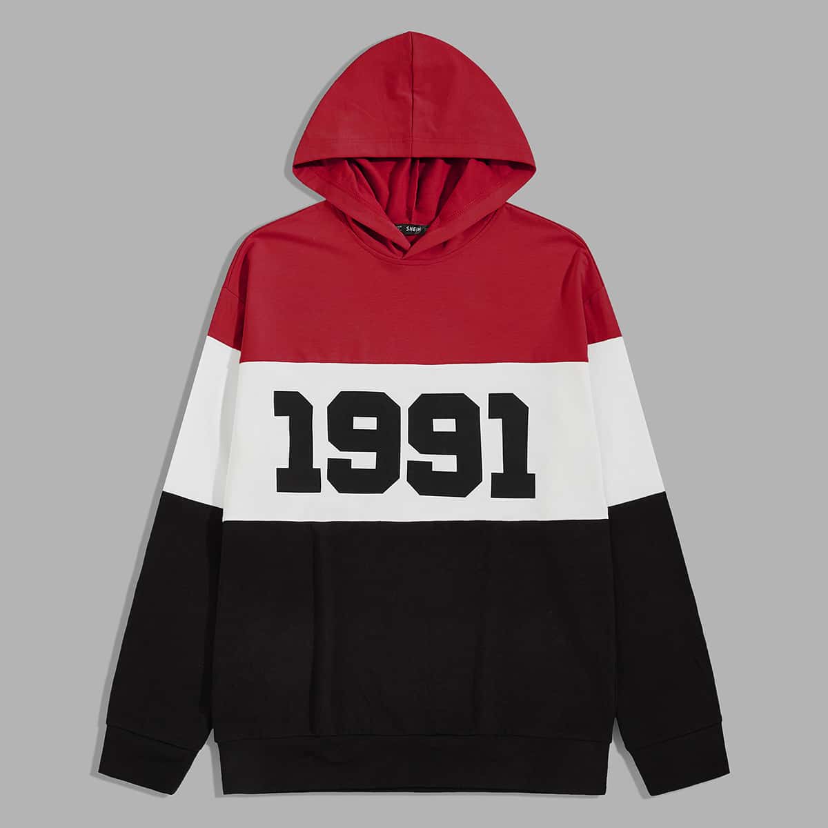 

Guys Letter Graphic Colorblock Hoodie, Multicolor