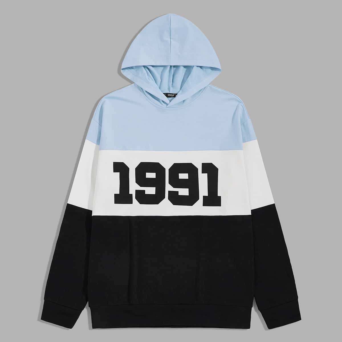 

Guys Letter Graphic Colorblock Hoodie, Multicolor