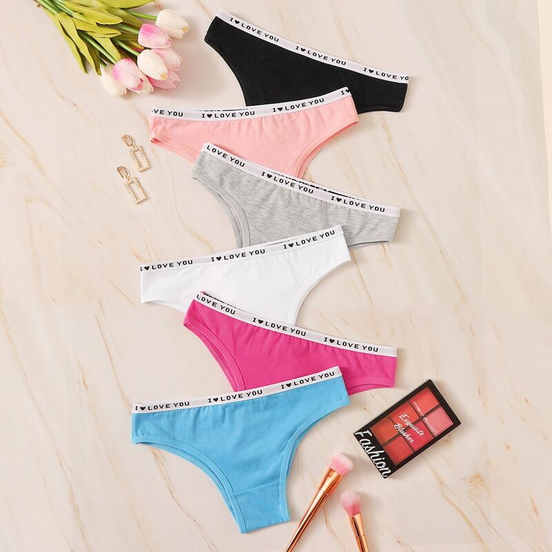 

6pack Letter Tape Panty Set, Multicolor