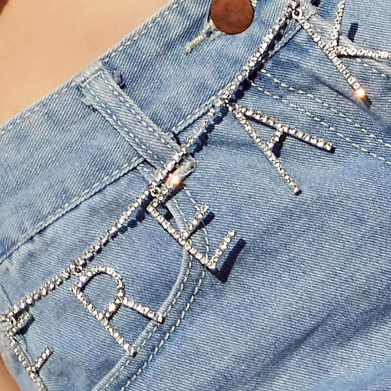 

1pc Rhinestone Engraved Letter Charm Waist Chain, Silver