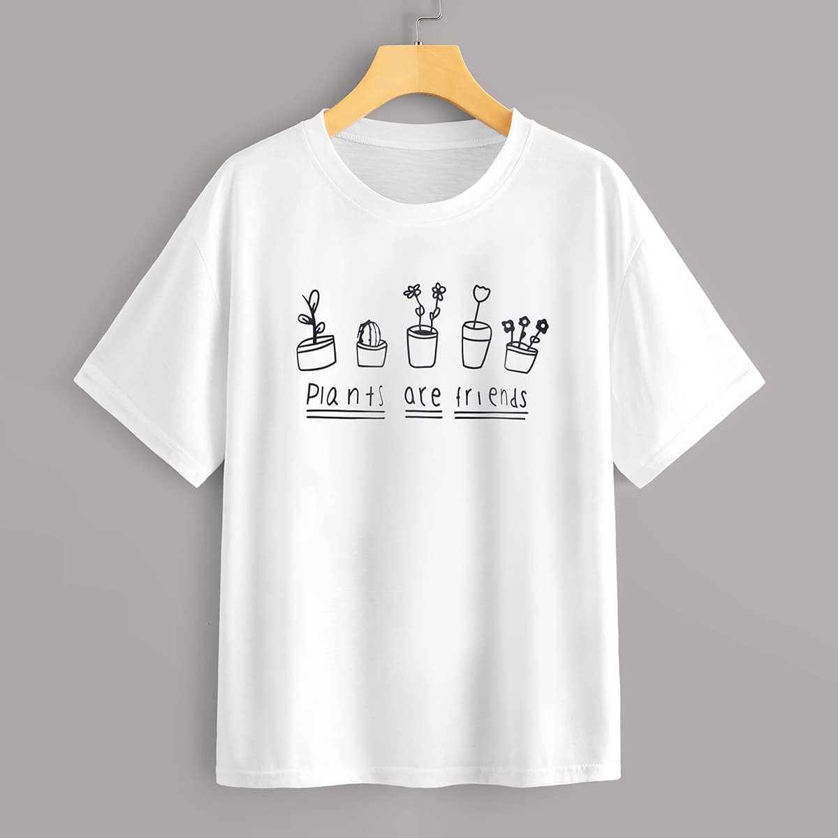 

Slogan & Plants Print Tee, White
