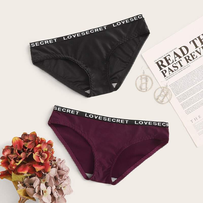 

2pack Letter Graphic Panty Set, Multicolor