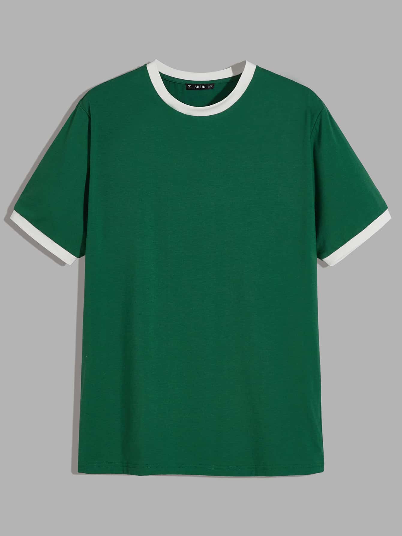 Manfinity Camiseta de hombres ribete en contraste - Verde - Ver 1