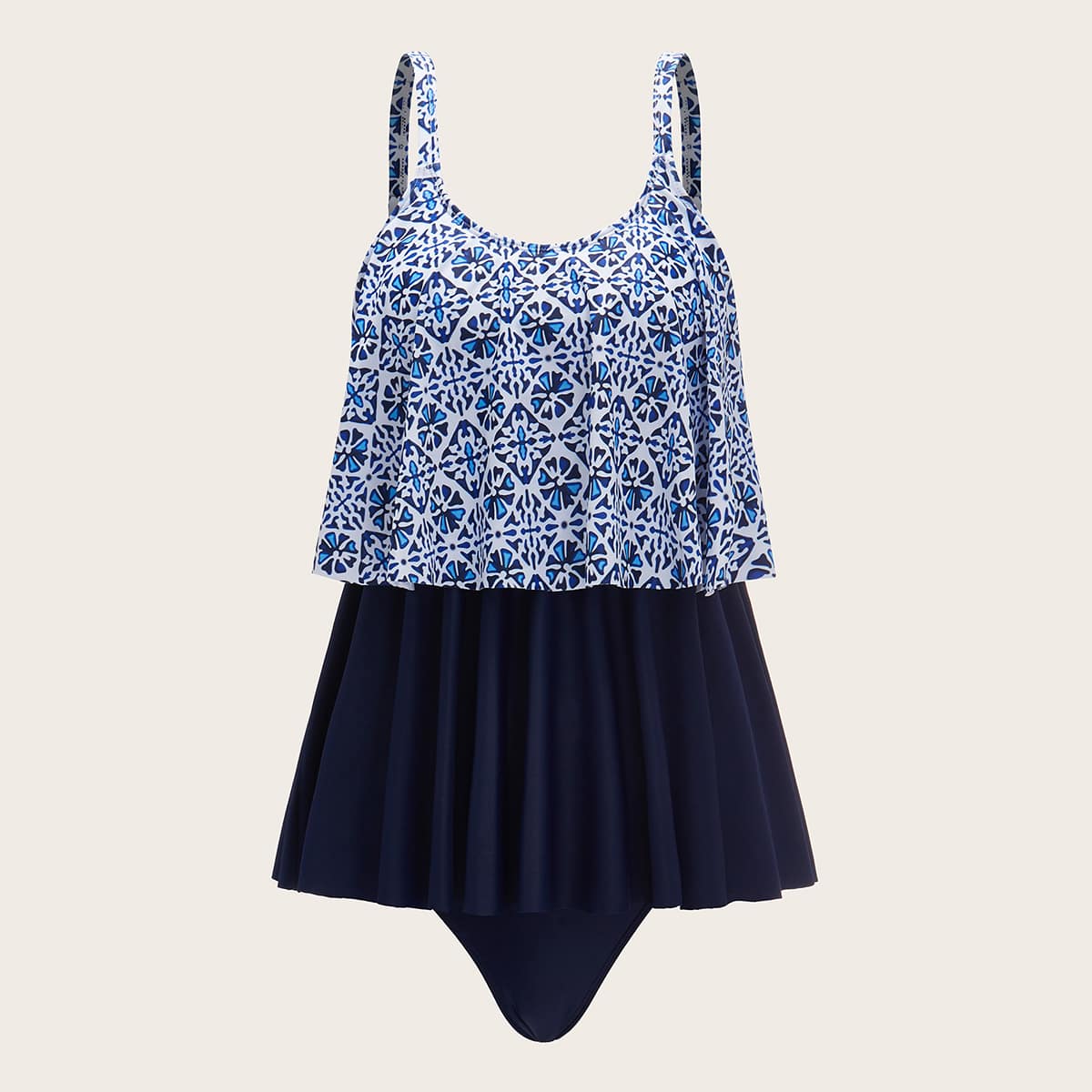 

Tribal Top With High Waisted Tankini, Multicolor