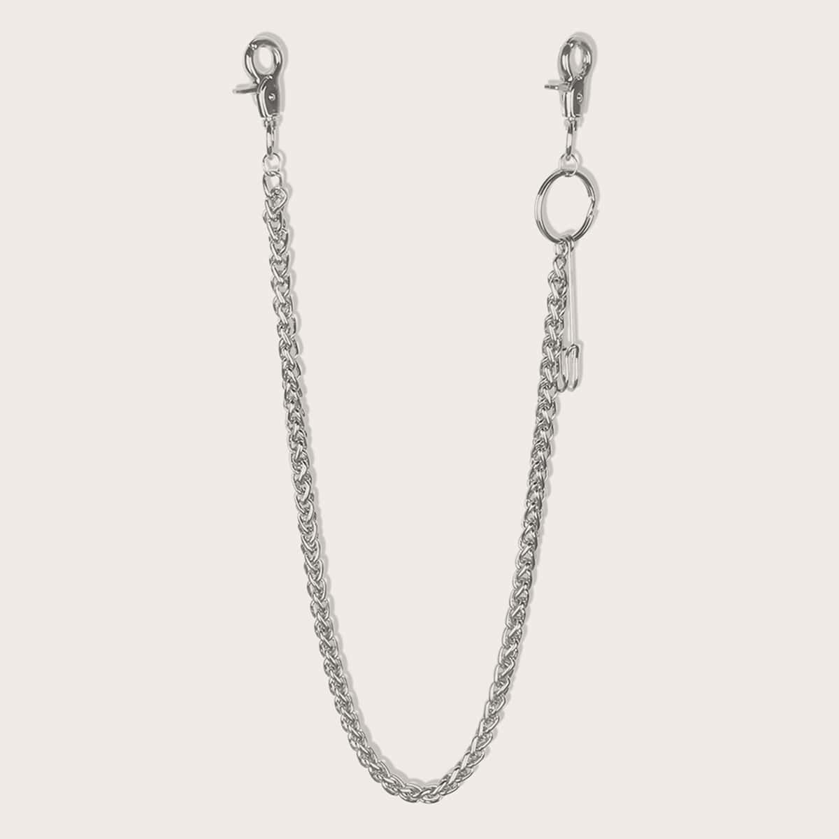 

Pin Decor Waist Pant Chain, Silver