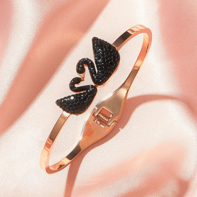 

1pc Swan Decor Bracelet, Gold