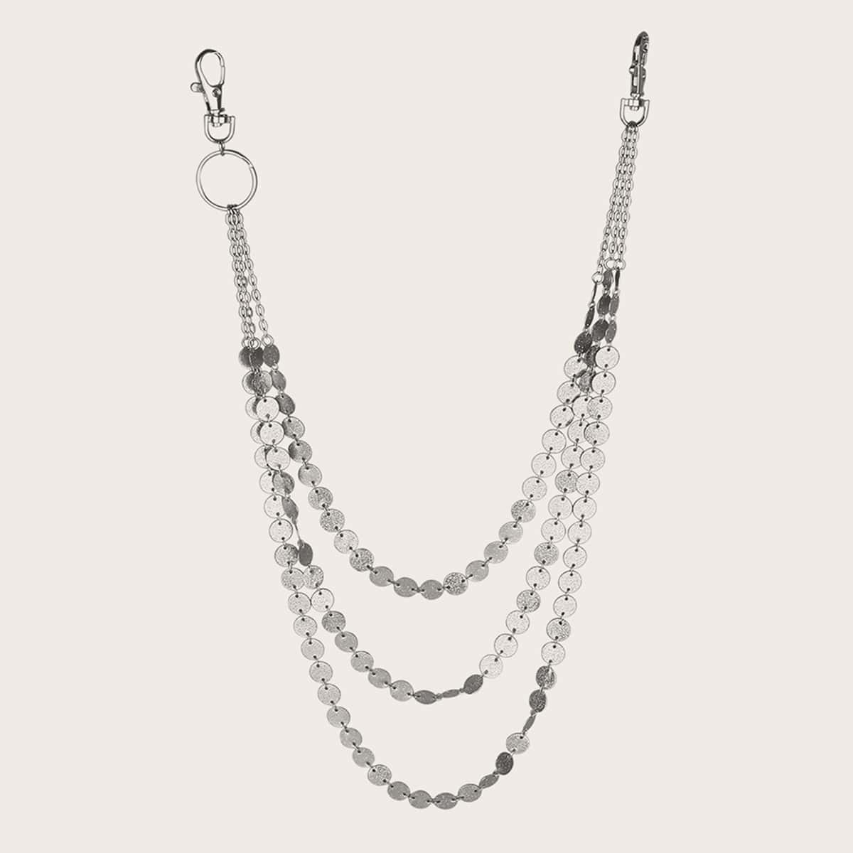 

Disc Decor Layered Waist Chain Belt, Silver