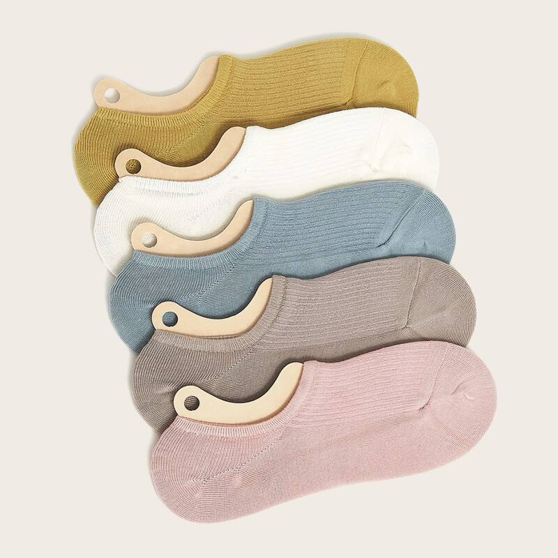 

5pairs Simple Solid Socks, Multicolor