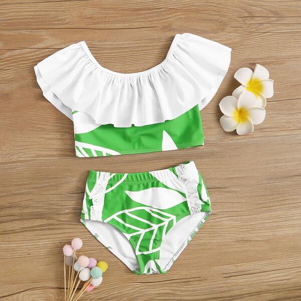

Toddler Girls Tropical Flounce Bikini Set, Multicolor