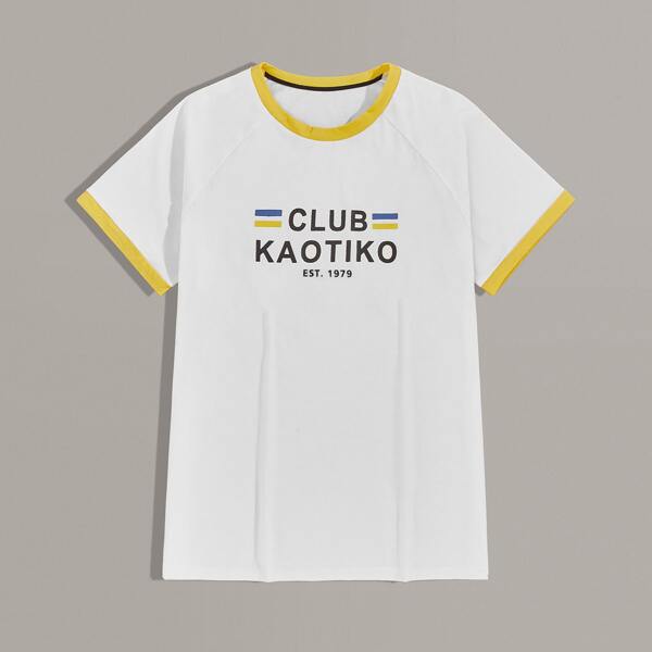 

Мужская футболка с текстовым принтом, Белые