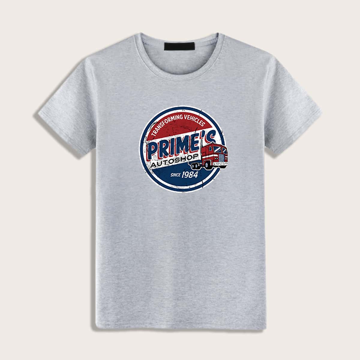 

Guys Letter Graphic Round Neck Tee, Grey