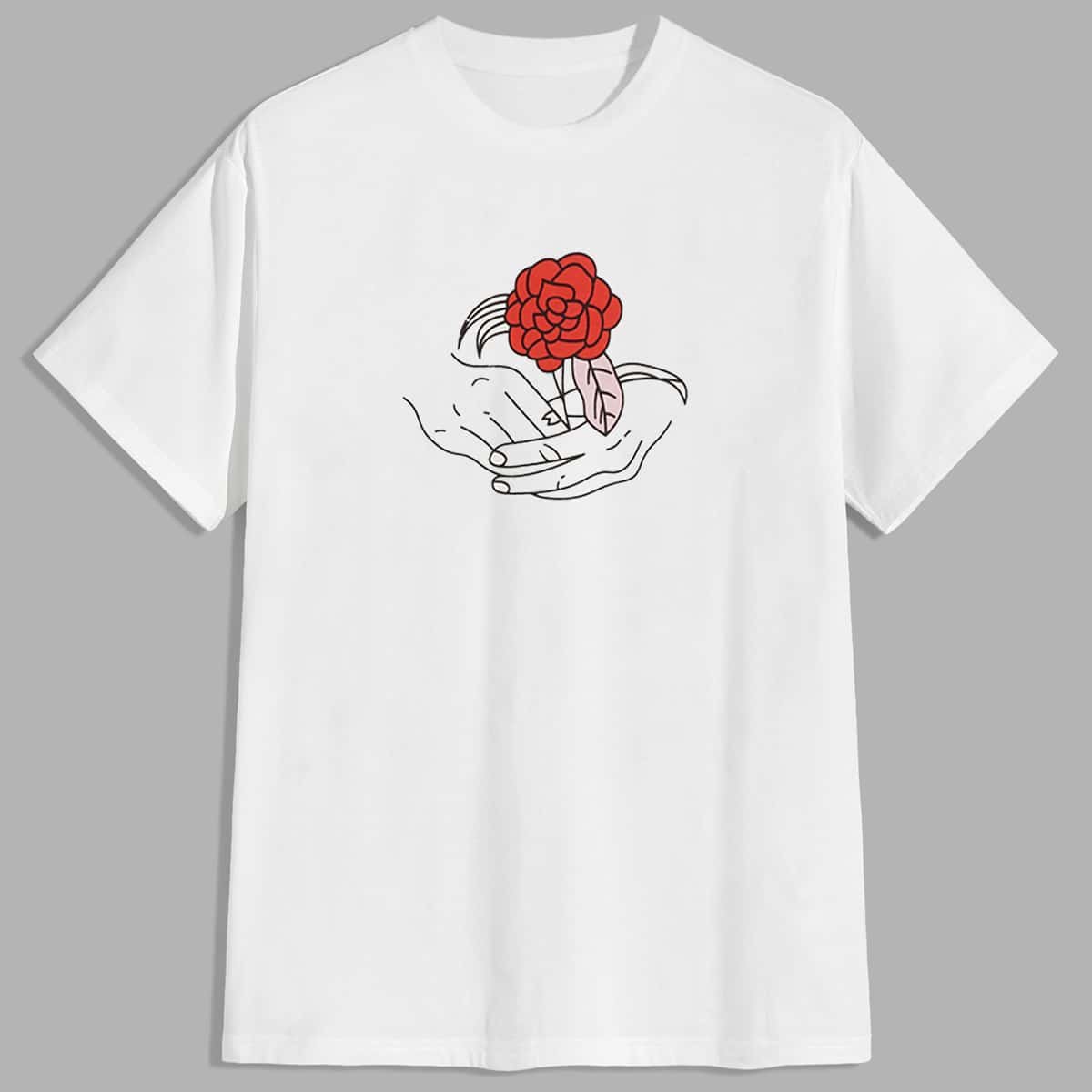 

Guys Floral Print Round Neck Tee, White