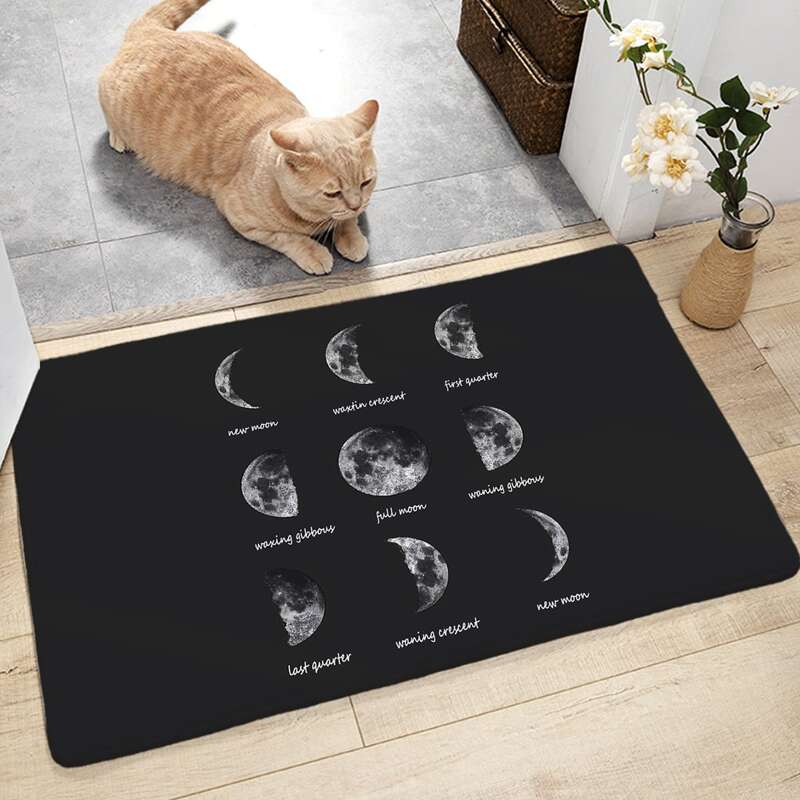

Moon Print Door Mat, Black