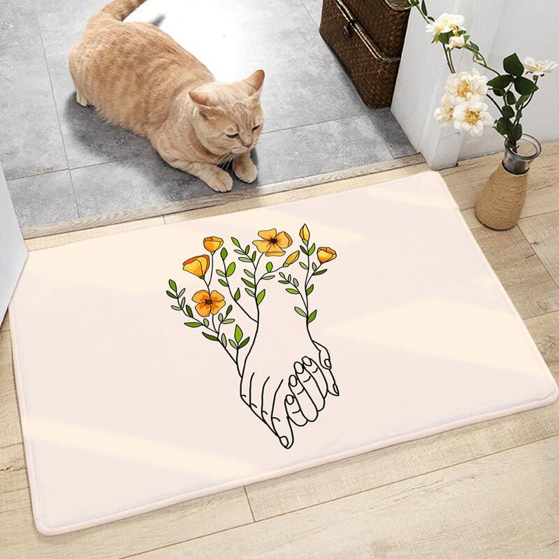 

Flower & Finger Print Door Mat, Multicolor