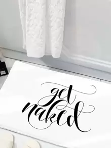 Slogan Graphic Floor Mat - Black and White - View 1