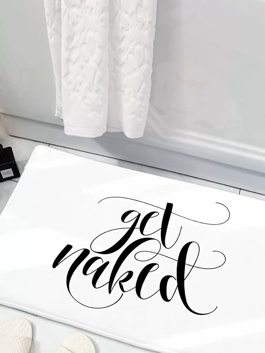 Slogan Graphic Floor Mat - Black and White - View 1