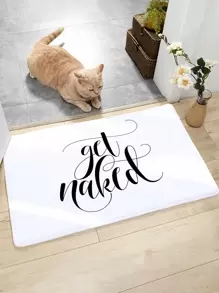 Slogan Graphic Floor Mat - Black and White - View 2