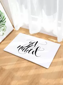 Slogan Graphic Floor Mat - Black and White - View 5