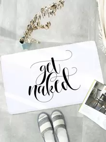 Slogan Graphic Floor Mat - Black and White - View 6