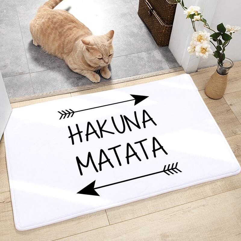 

Slogan Graphic Floor Mat, Black and white